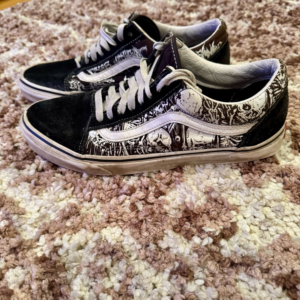 Vans Off The Wall Skulls Canvas Sneakers Skate Shoes 721356 Mens sz.10